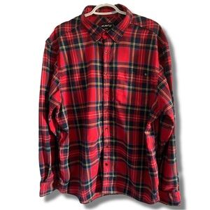 Kavu Plaid Flannel Button Down Long Sleeve Shirt Size XXL